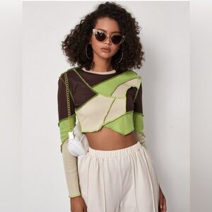 🌺 Unity Cut And Sew Stitch Trim Crop Tee
PATCHWORK Long Sleeve Woman’s Sz S